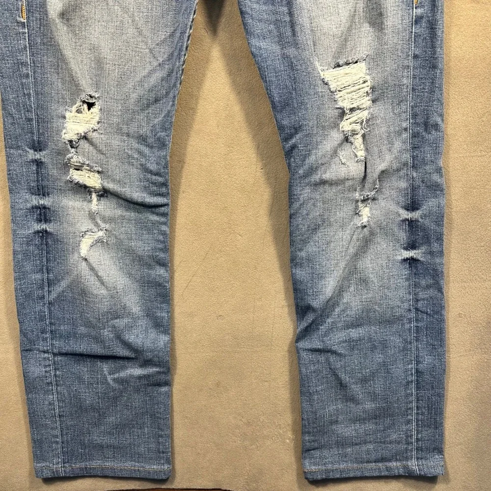 True Religion Jeans Mens 34 Blue Distressed Horseshoe Flap Pocket Excellent